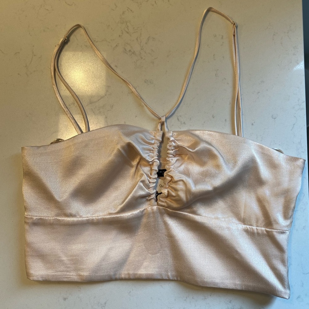 NEW Zara Satin Crop Top in Pink